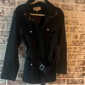 Michael Kors Black shortTrench Coat with Belt size M